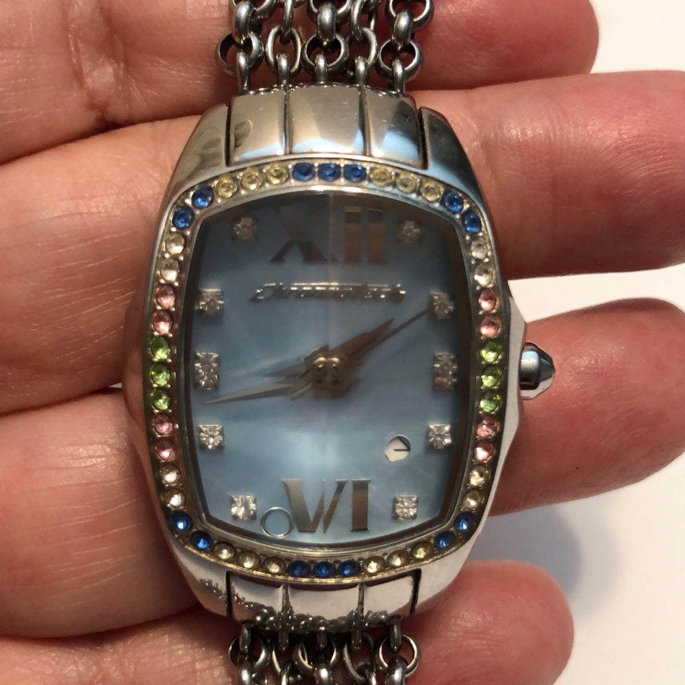 Chronotech 7930LS Prism Rhinestone Stainless Steel Bracelet Watch